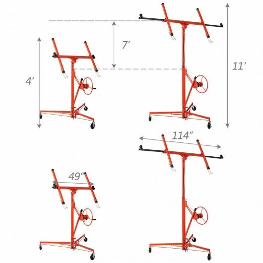 11' Drywall Lift Panel Hoist Dry Wall Jack