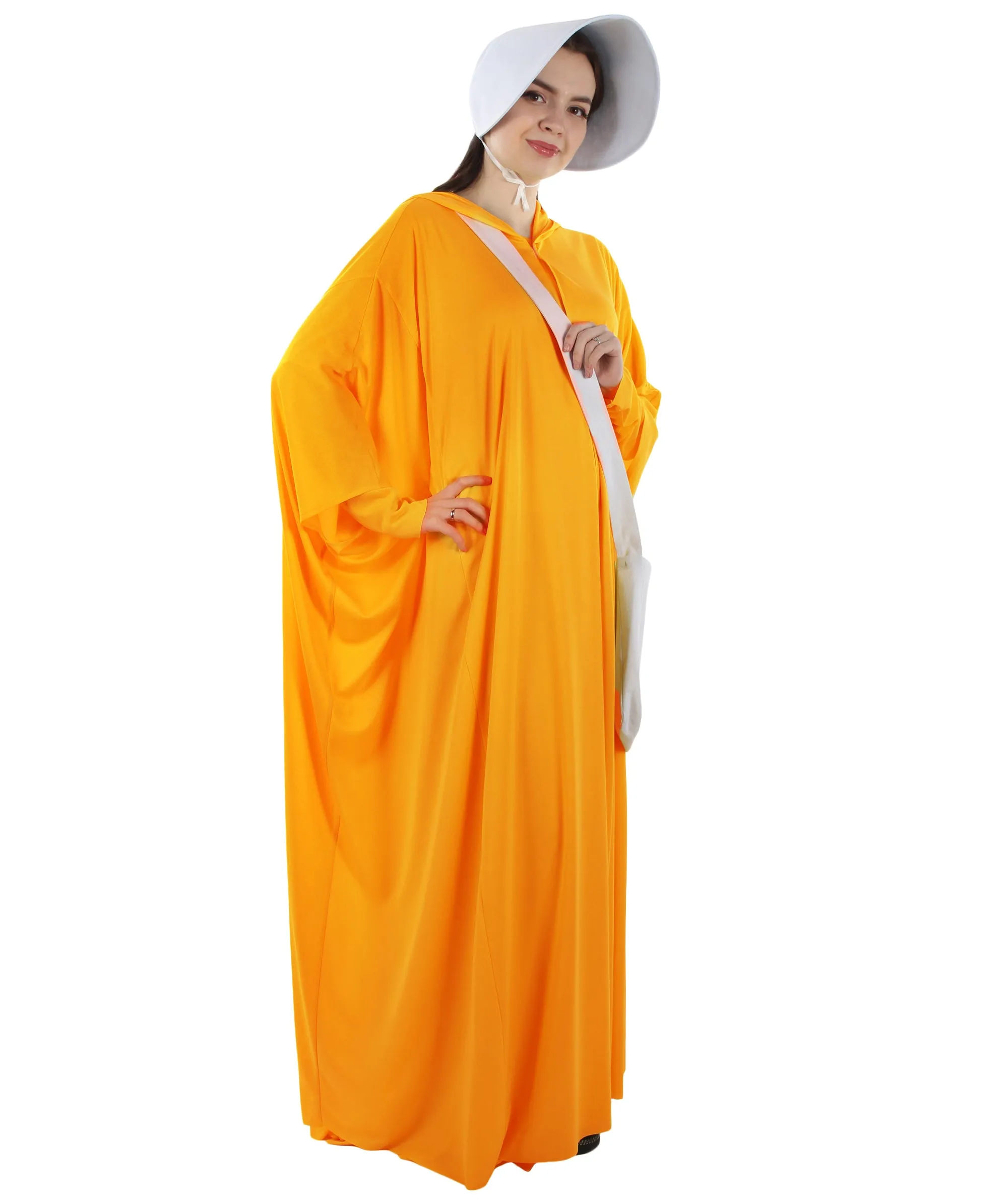 Adult Women's TV Movie Handmaid's  Orange Costume with Bag and Bonnet |Best  Halloween Cosplay| Flame-retardant Synthetic Fiber