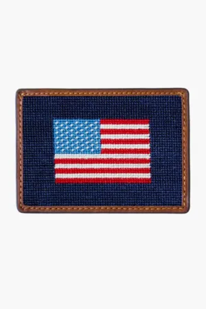 American Flag Needlepoint Credit Card Wallet