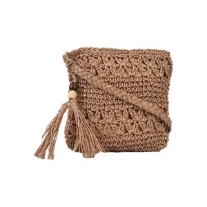 Angelina Bag - Modische gewebte Boho-Häkel-Tasche mit Quaste