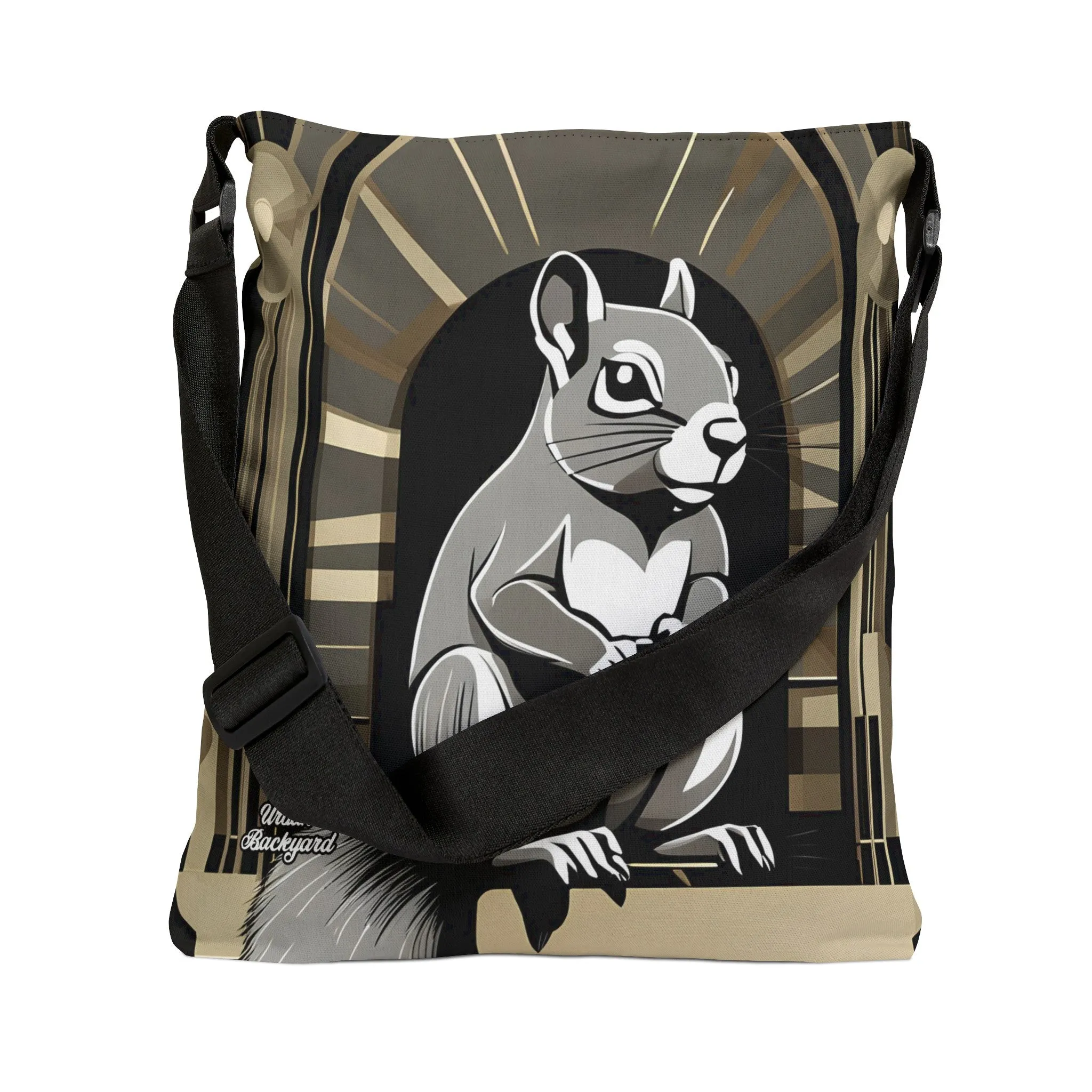 Art Deco Squirrel, Tote Bag with Adjustable Strap - Trendy and Versatile