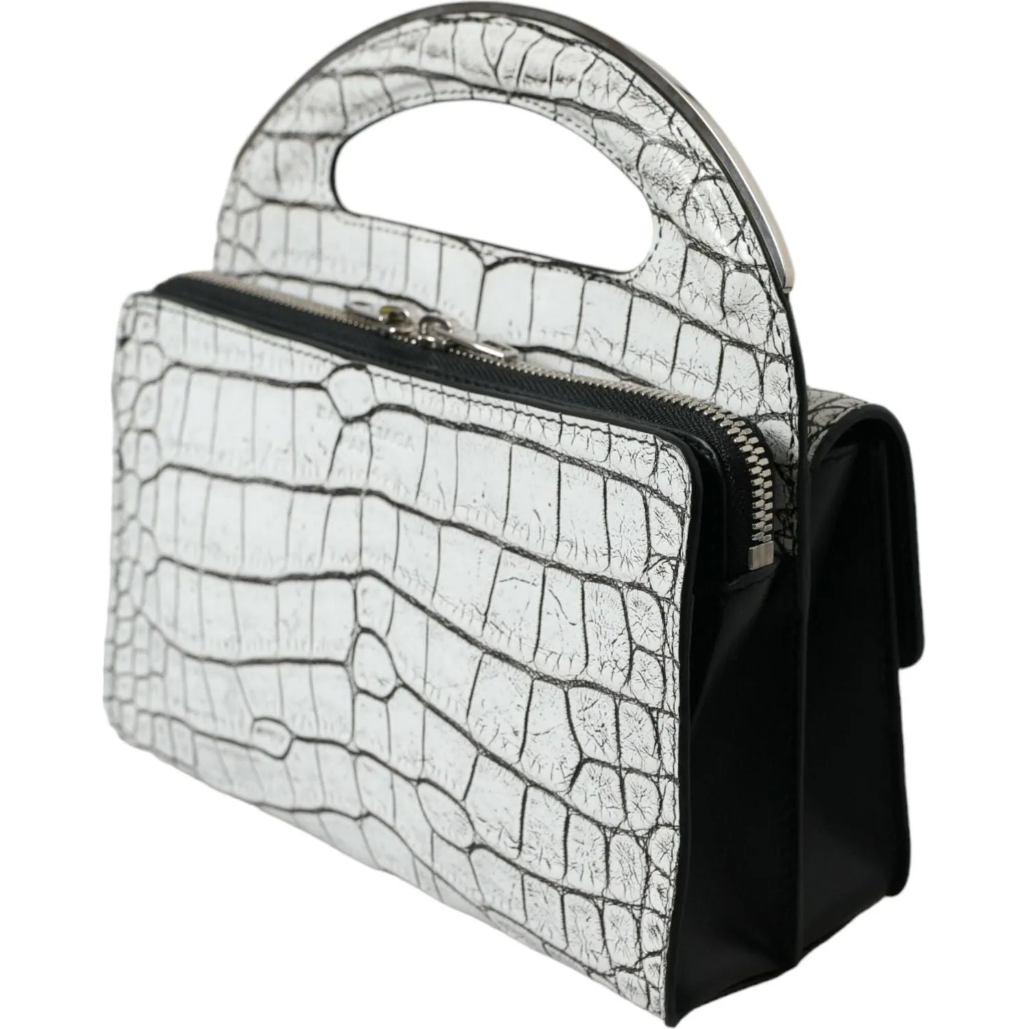 Balenciaga Metallic Silver Alligator Leather Mini Bag