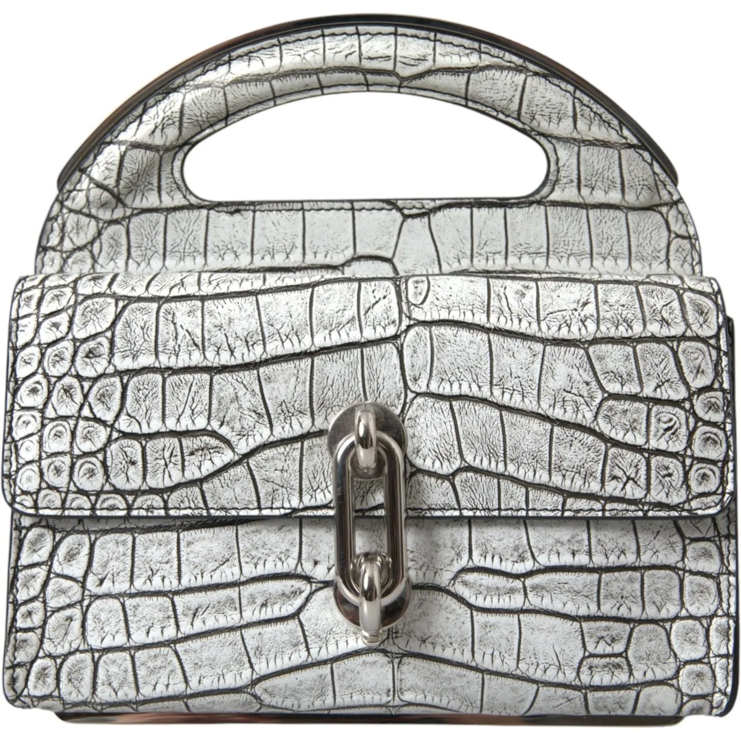 Balenciaga Metallic Silver Alligator Leather Mini Bag