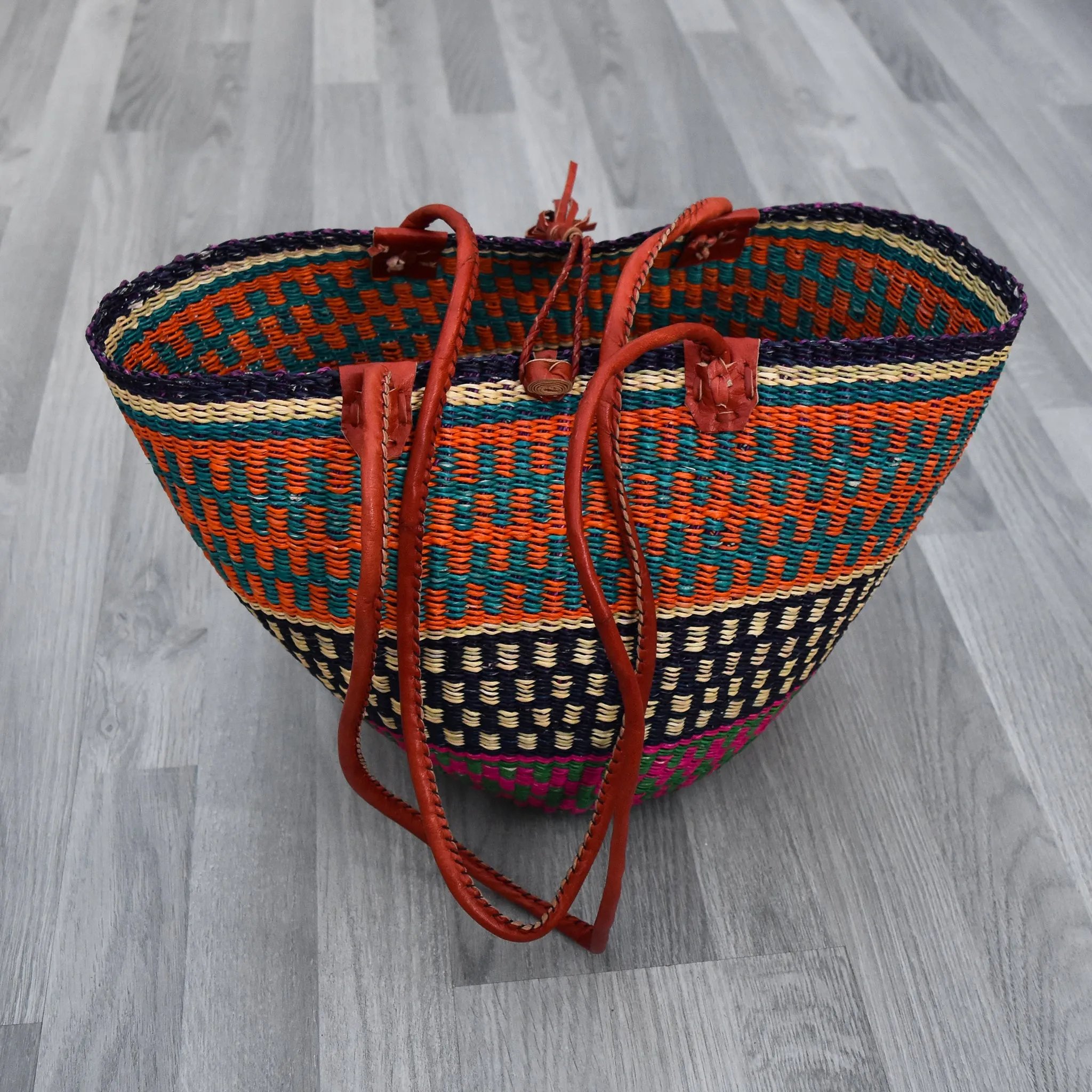 Basket Handbag With Leather Handles - Jojo