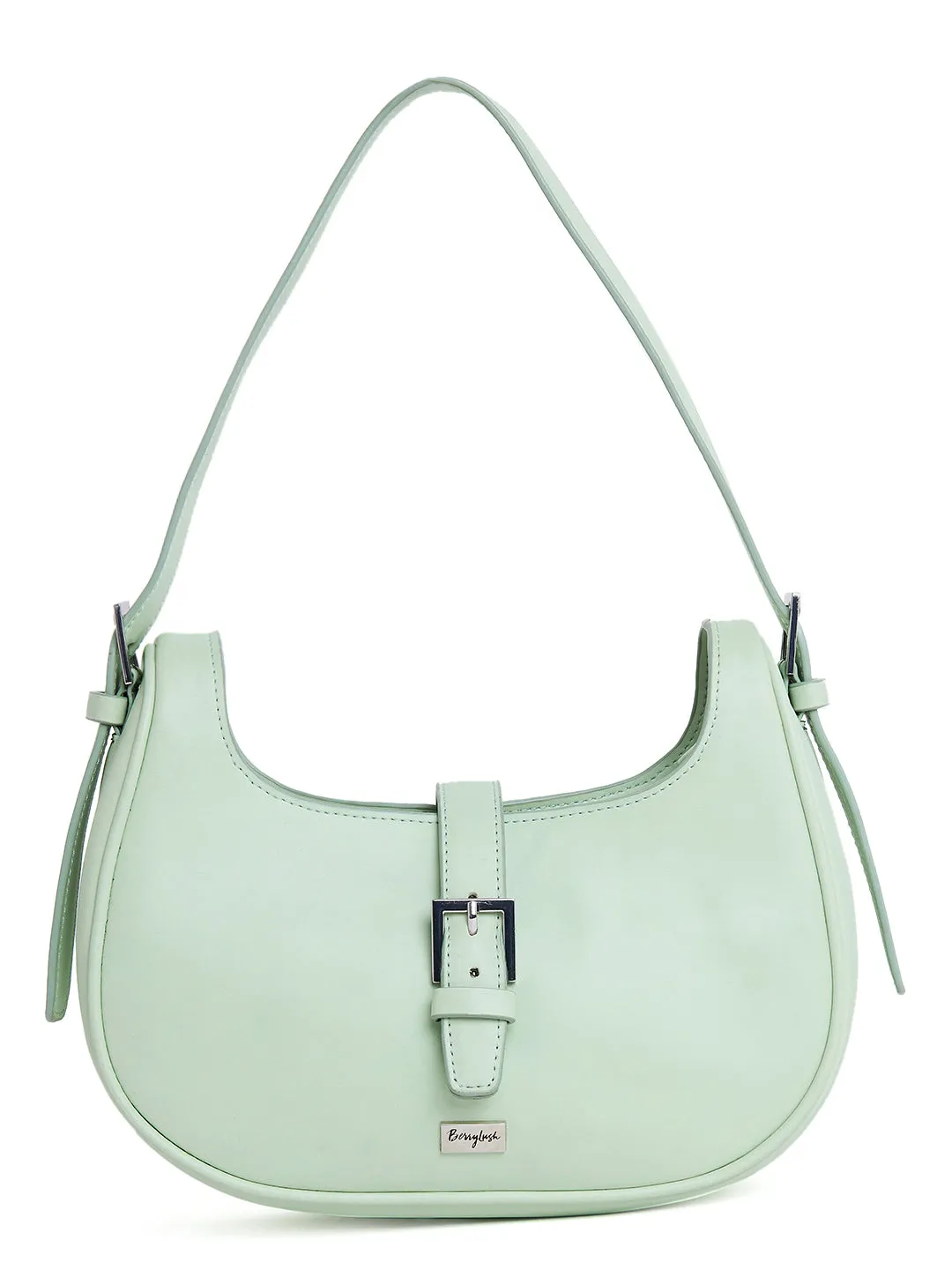 Berrylush Women Solid Green Smart Casual PU Tasselled Regular Shoulder Bag