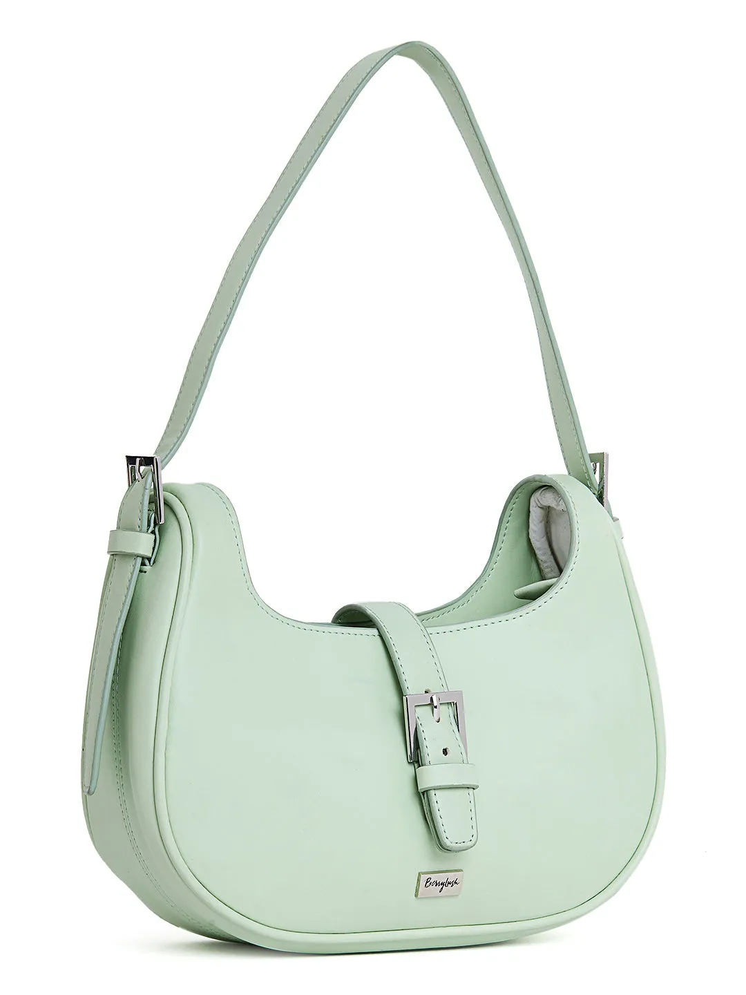 Berrylush Women Solid Green Smart Casual PU Tasselled Regular Shoulder Bag