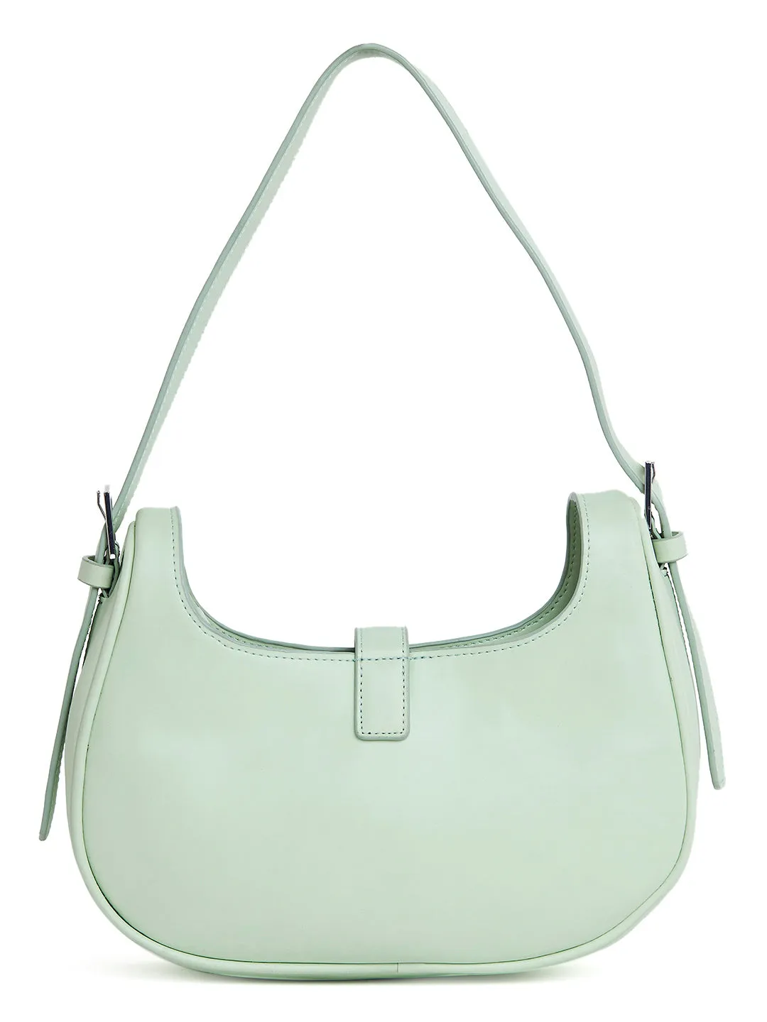 Berrylush Women Solid Green Smart Casual PU Tasselled Regular Shoulder Bag