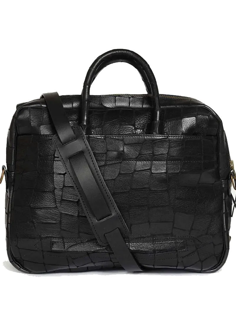 Bleu de chauffe Zeppo Black Croc Leather Bag