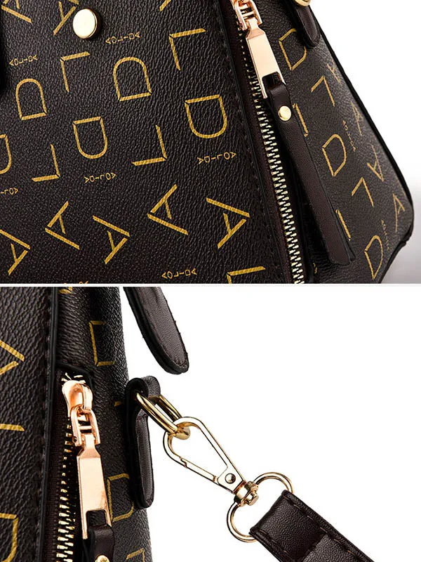 Casual Letter Print Zipper Simpel Shoulder Bag