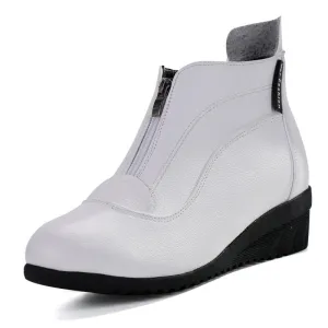 Comfortable Mid Heel Zippered Ankle Boots for Dancing