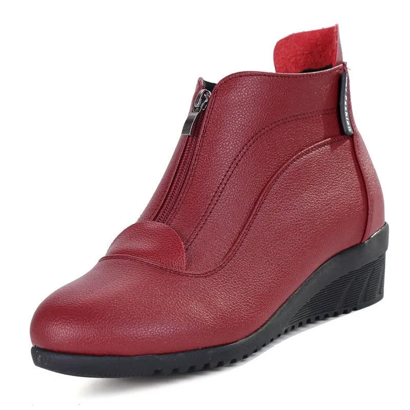 Comfortable Mid Heel Zippered Ankle Boots for Dancing