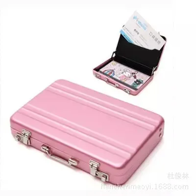 Creative password safe shape aluminum business card holder mini suitcase