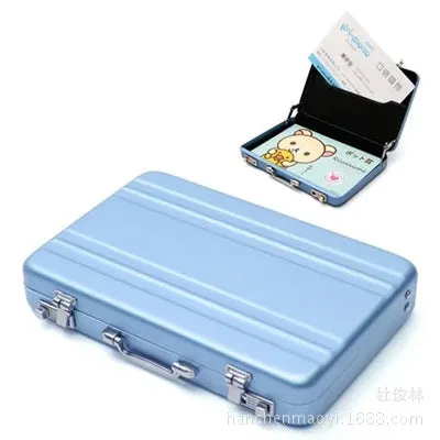 Creative password safe shape aluminum business card holder mini suitcase