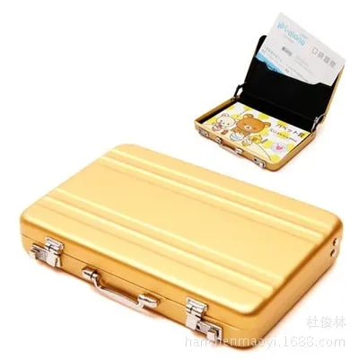 Creative password safe shape aluminum business card holder mini suitcase