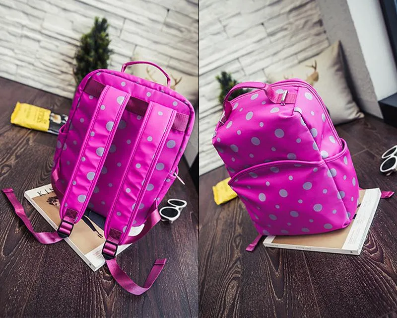 Dot Print Casual Style School Backpack - Pink