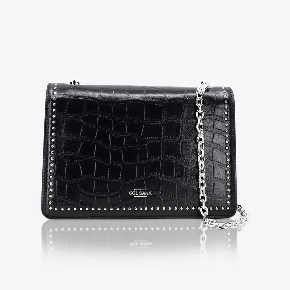 Flap Bag Black Croc/Silver