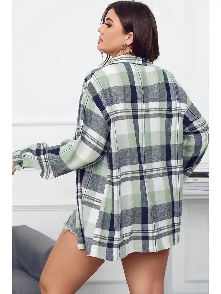 In A Pinch Plaid Shacket (Plus)