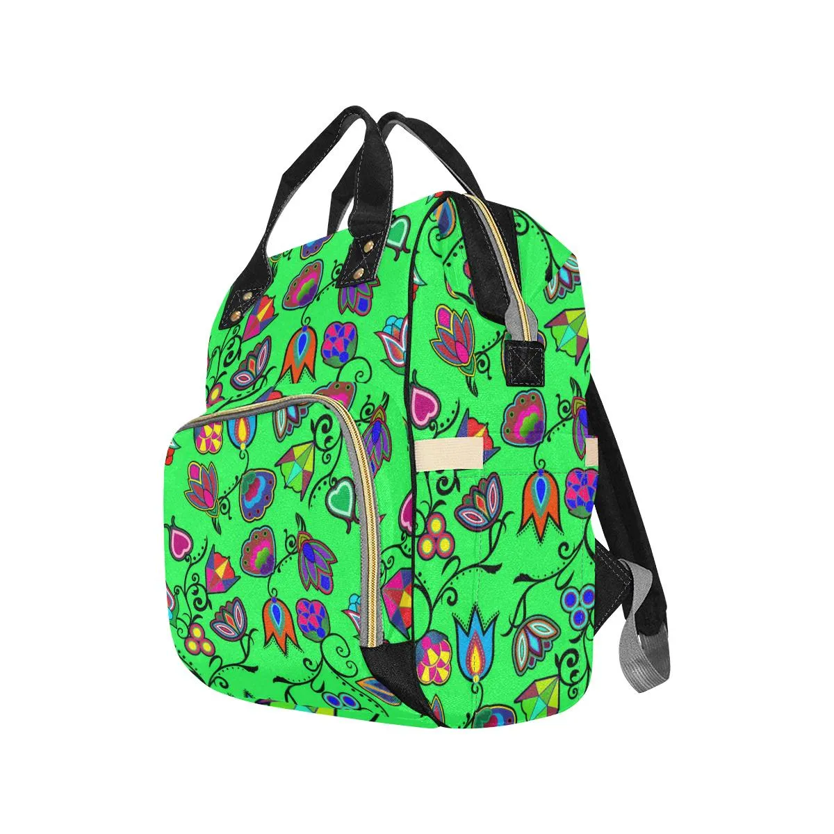 Indigenous Paisley - Green Multi-Function Diaper Backpack