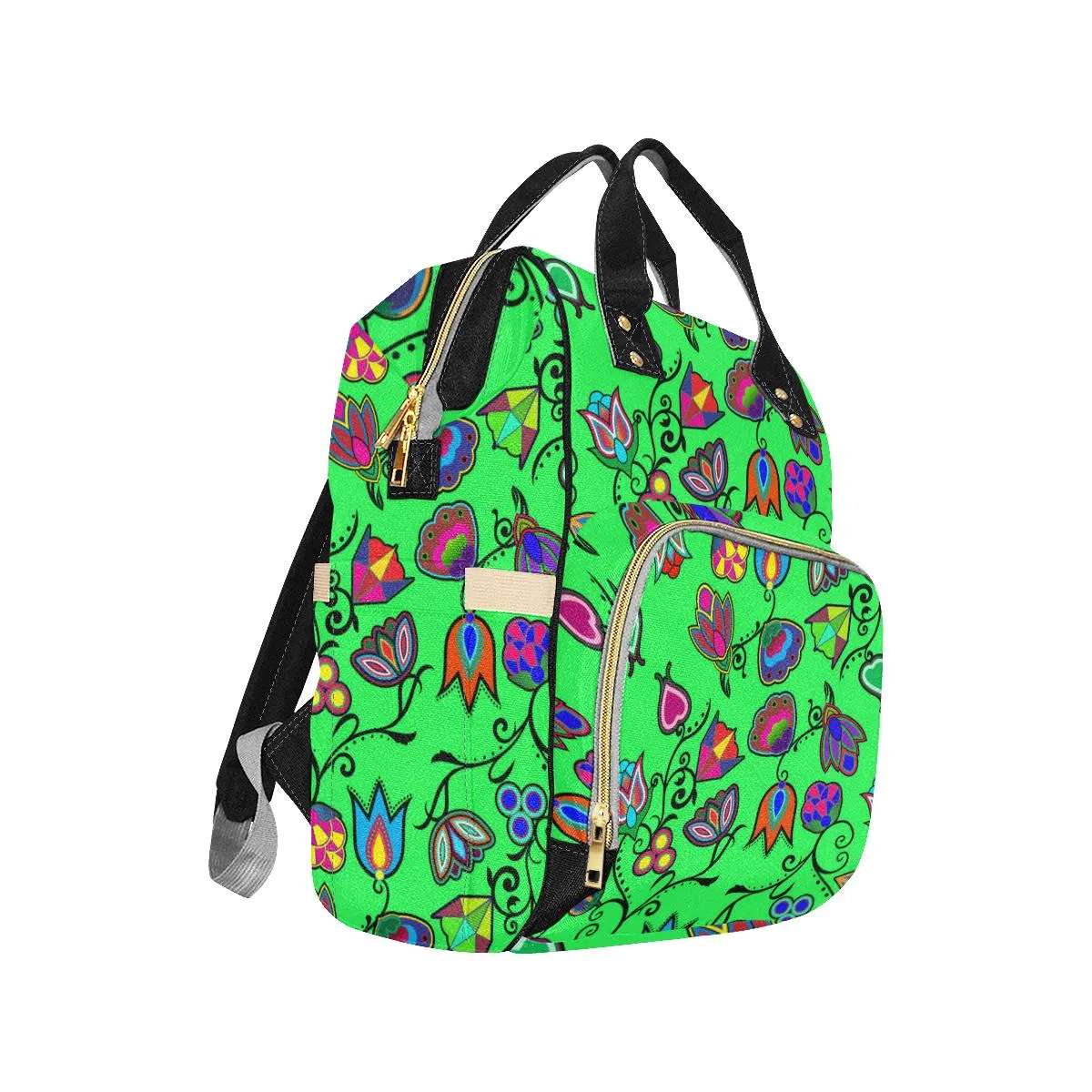 Indigenous Paisley - Green Multi-Function Diaper Backpack