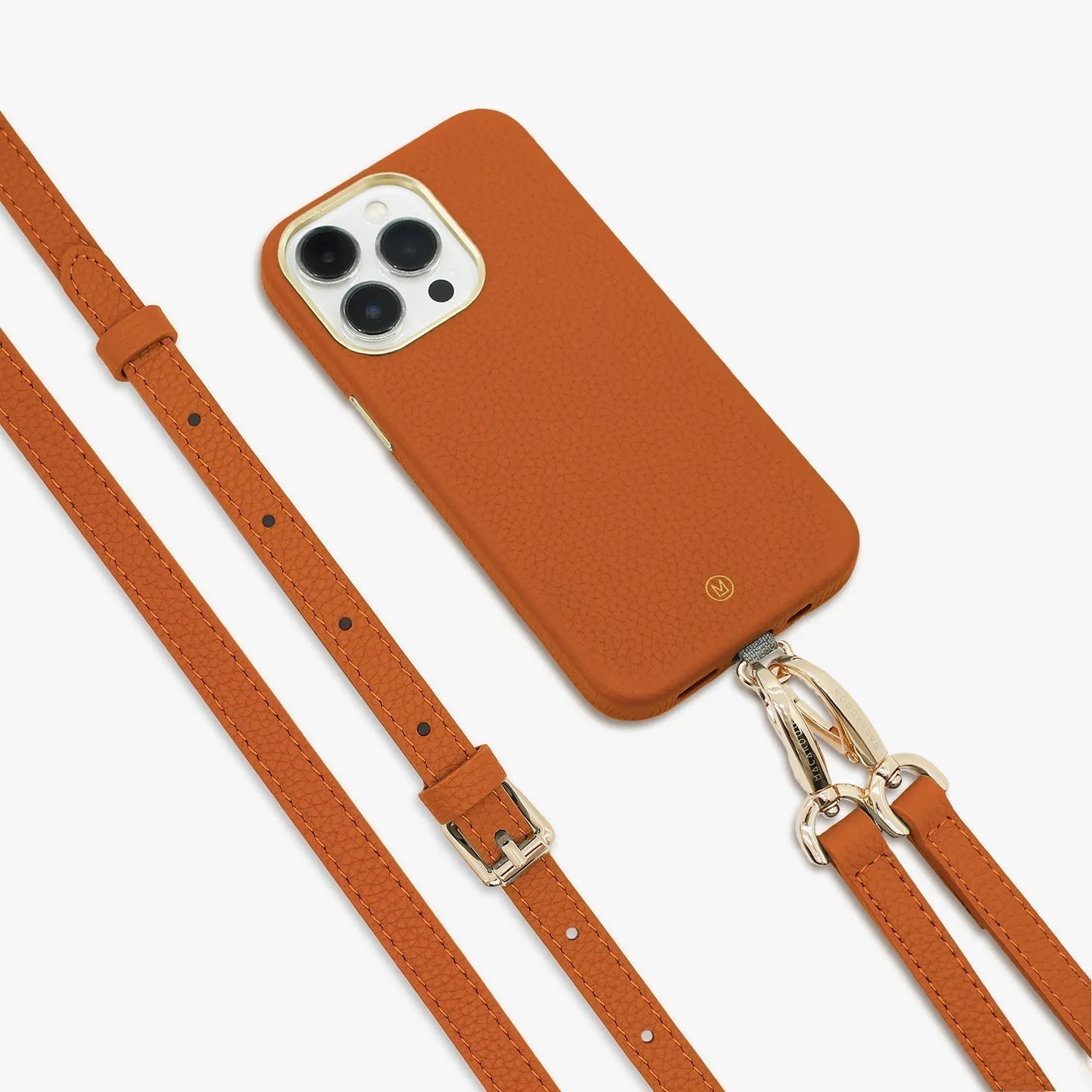 iPhone 13 Pro Leather Case with Crossbody Leather Strap