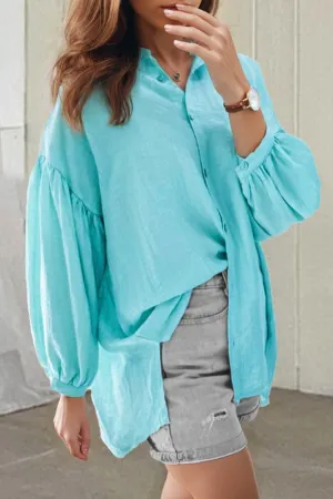 It's Getting Chilly Blue Button Blouse