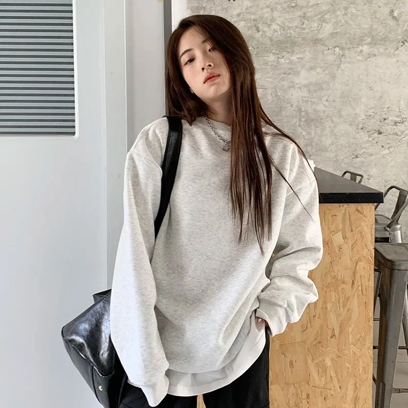 Korean Fashion Y2K Solid Basic Loose Comfortable Hoodie