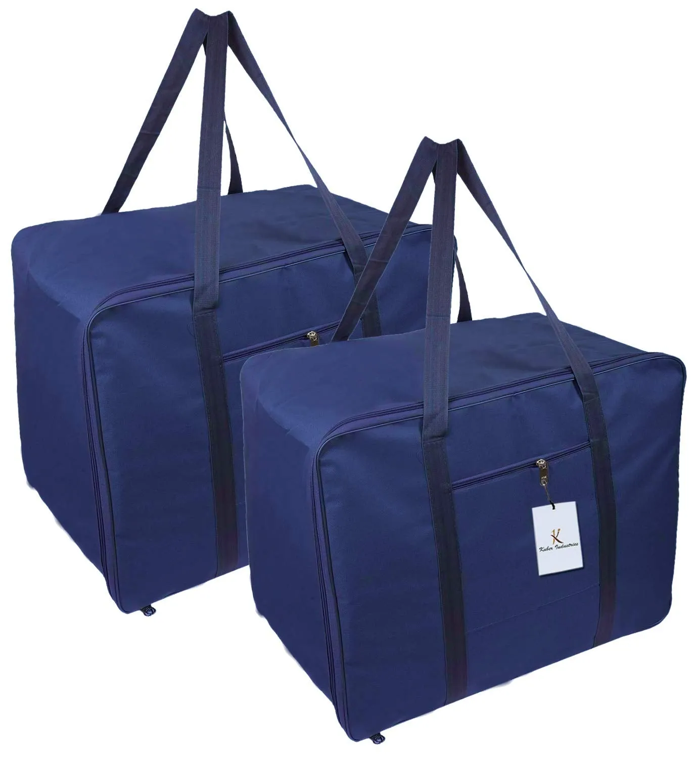 Kuber Industries 2 Pieces Rexine Jumbo Attachi Bag Travel Handbag Storage Carrying Bag, Blanket Cover, Duffle, Travel Multi-Purpose Bag (Blue) CTKTC034725