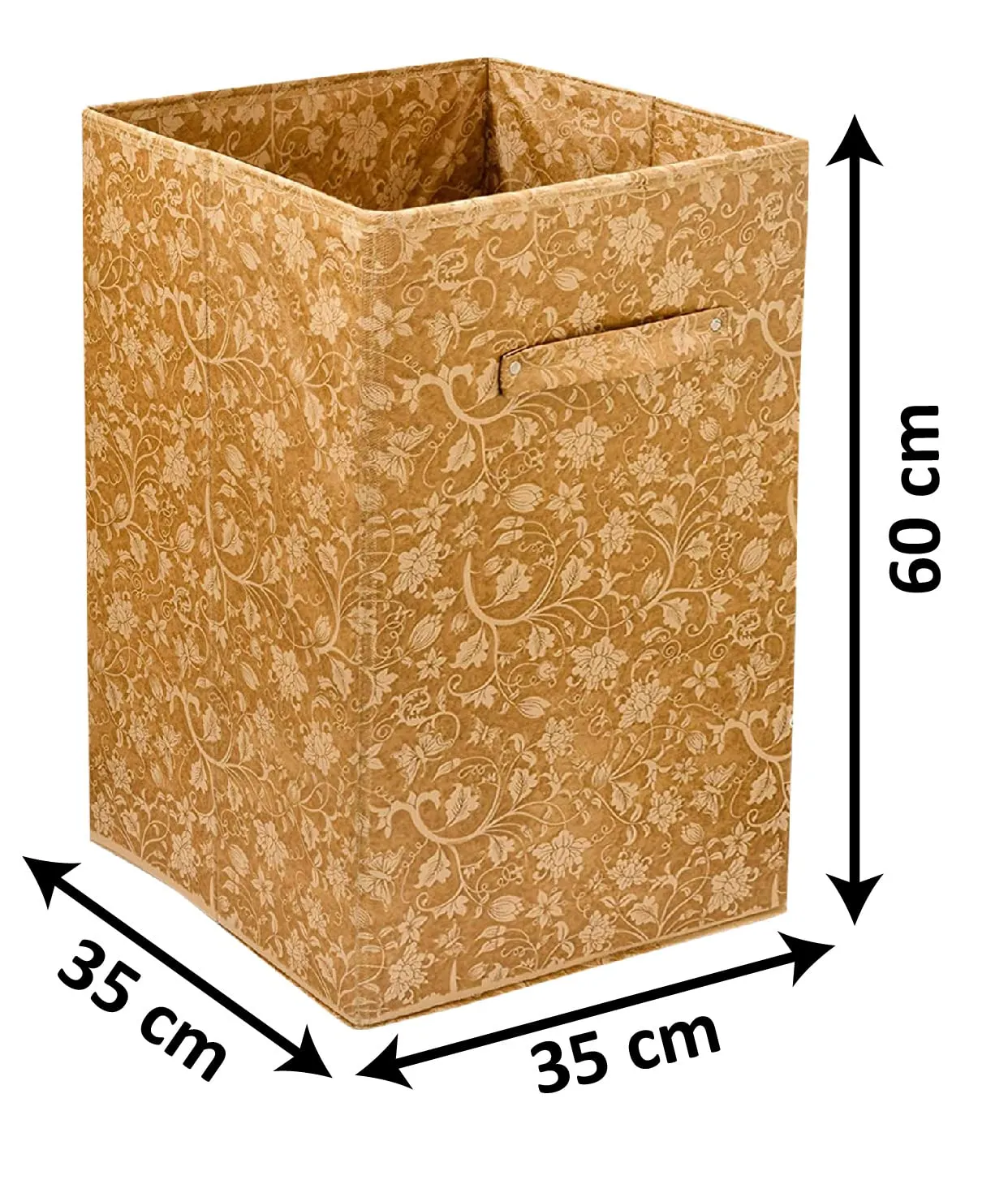 Kuber Industries Metallic Flower Printed Non-Woven Laundry Basket, Clothes Hamper For Laundry Closet, Bedroom, Bathroom With Handles (Brown)-HS43KUBMART25857