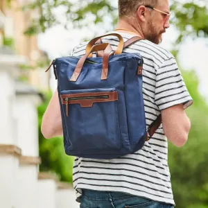 Leather Trim Top Zip Backpack