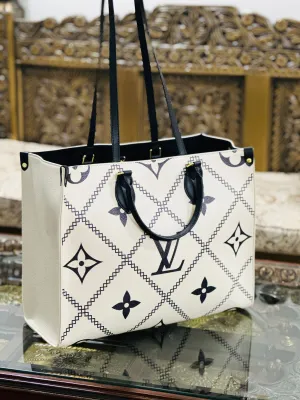 Louis Vuitton On the Go Tote: Timeless Elegance (White/Black)