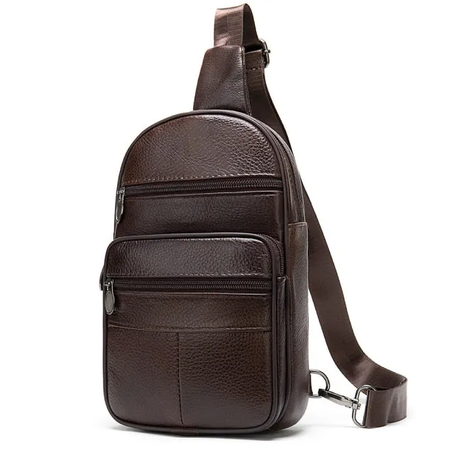 LuxeLeather Exotic Zipper Sling Messenger Bag