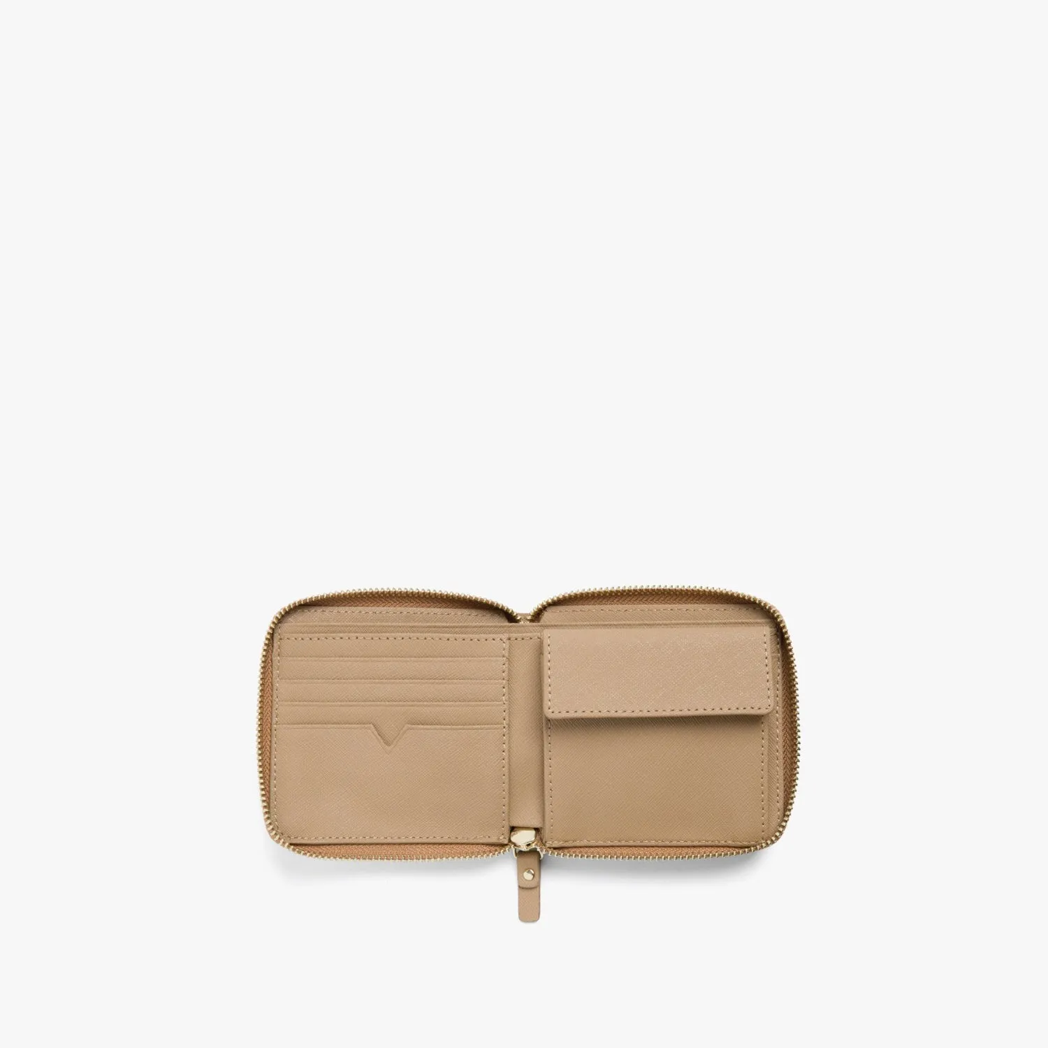 Mallorca Small Wallet - Saffiano Leather - Dark Tan / Gold / Camel