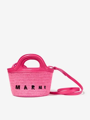 MARNI Girls Shoulder Basket Bag in Pink