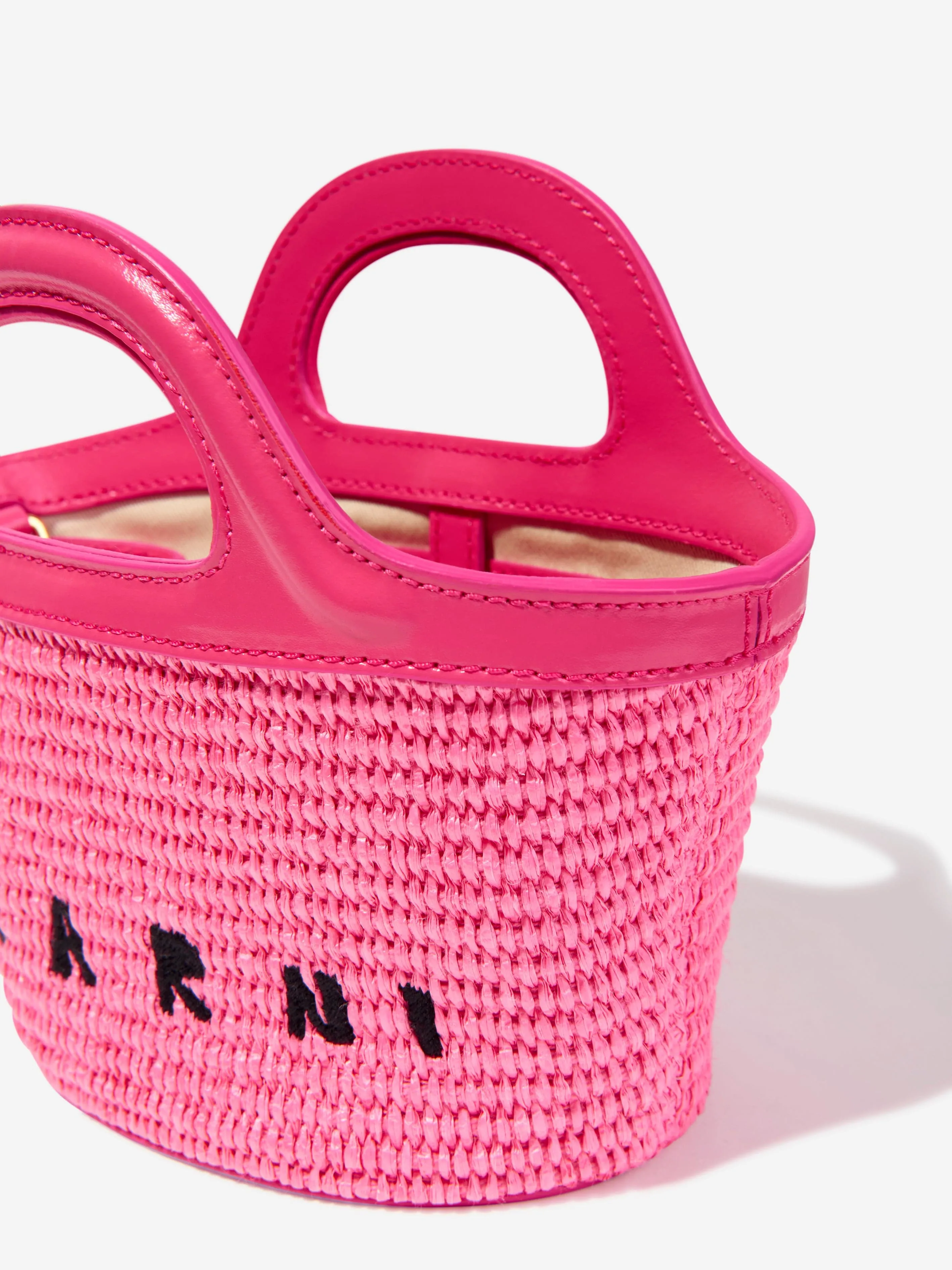 MARNI Girls Shoulder Basket Bag in Pink