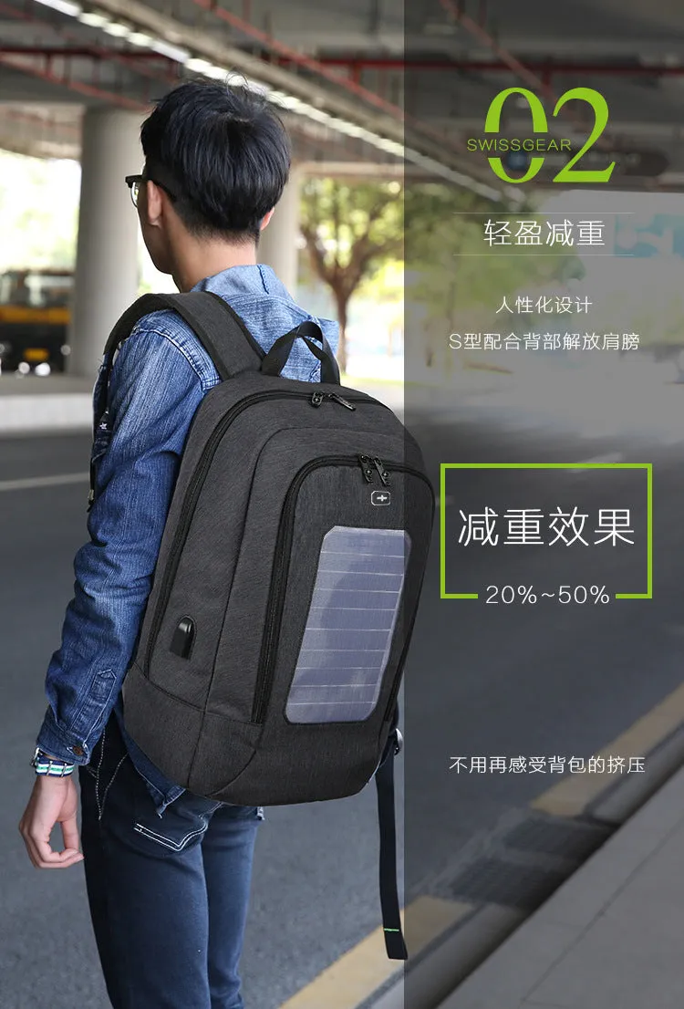 Men's business trip solar charging backpack