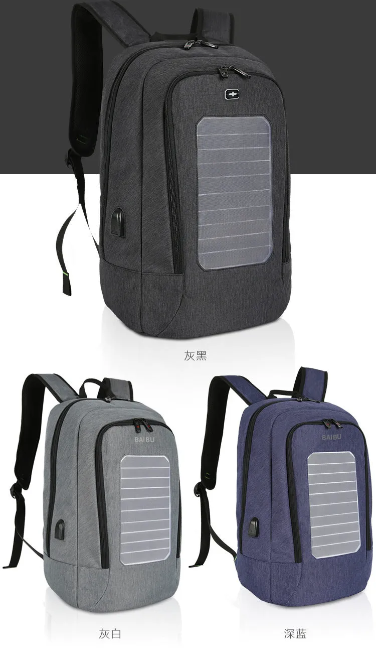 Men's business trip solar charging backpack