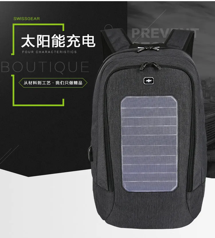 Men's business trip solar charging backpack