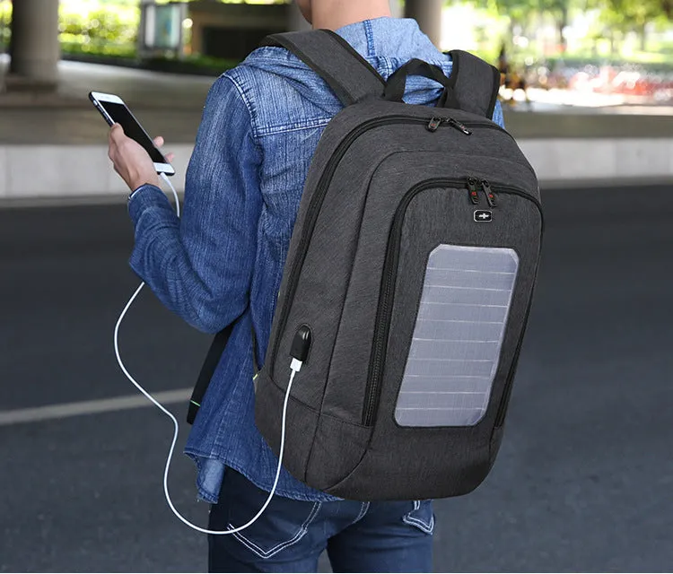 Men's business trip solar charging backpack