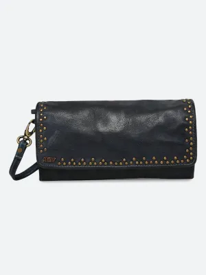 Olivia: Genuine Navy Leather Mini Crossbody Bag