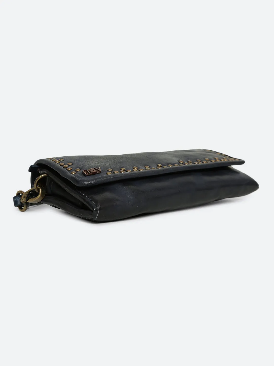 Olivia: Genuine Navy Leather Mini Crossbody Bag