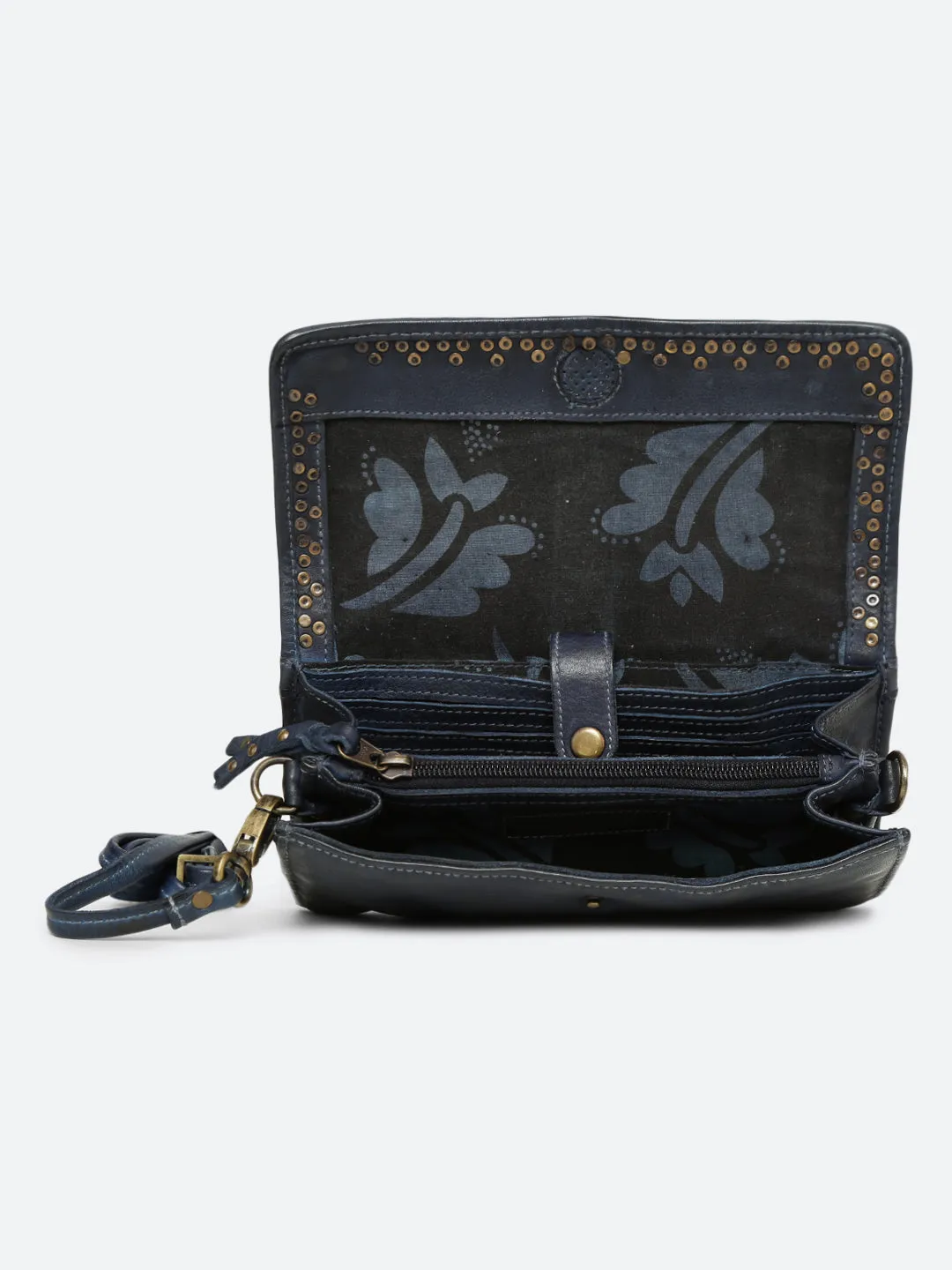 Olivia: Genuine Navy Leather Mini Crossbody Bag