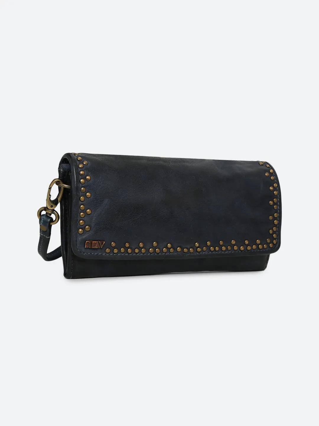 Olivia: Genuine Navy Leather Mini Crossbody Bag