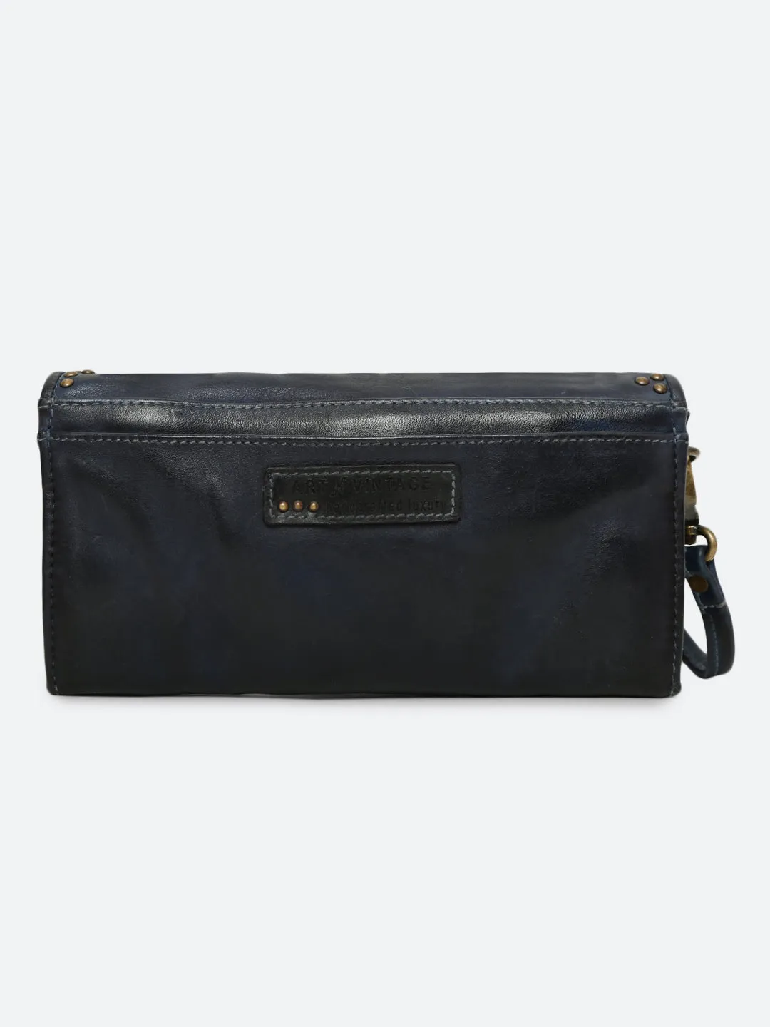 Olivia: Genuine Navy Leather Mini Crossbody Bag