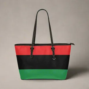 Pan African RBG Flag Large Leather Tote Bag