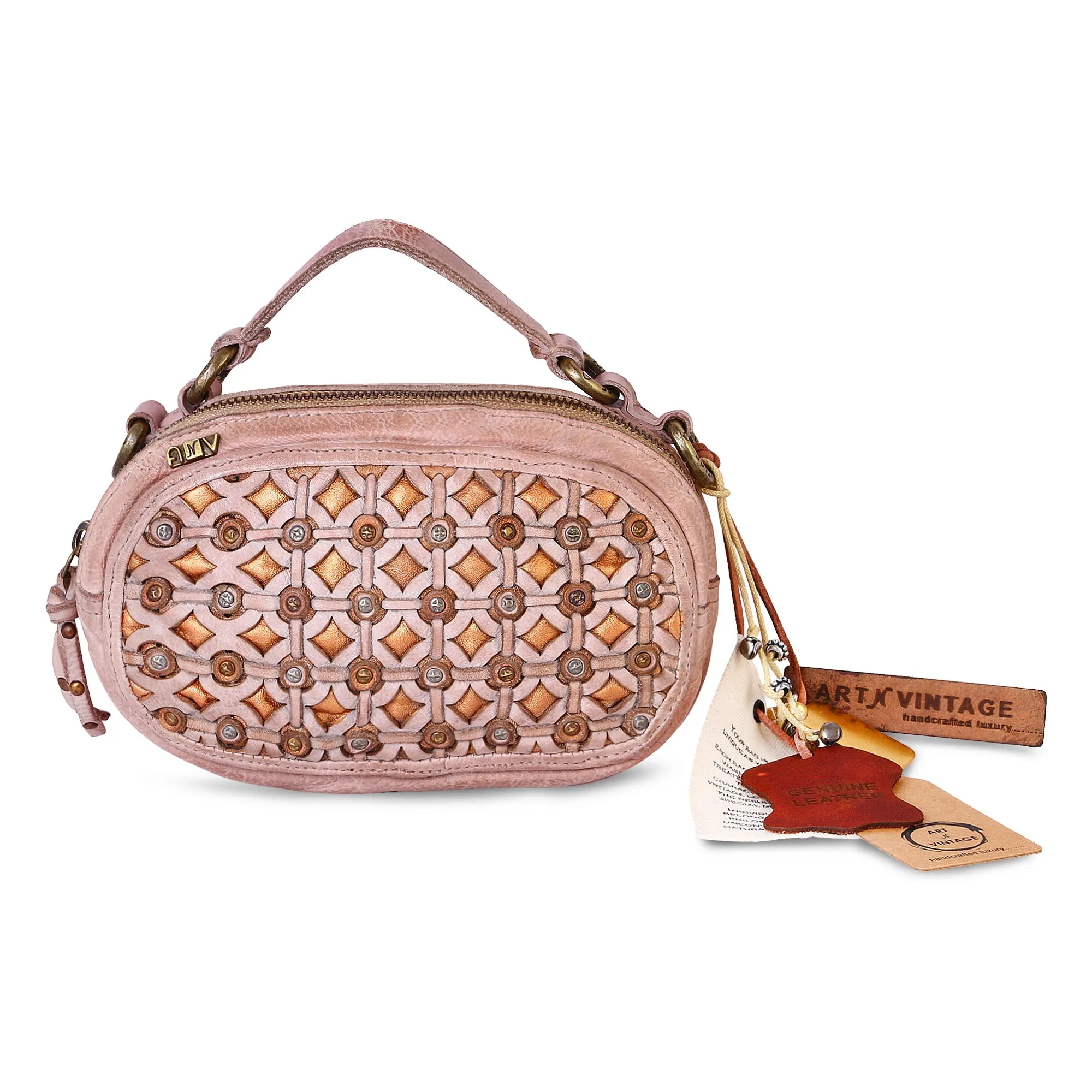 Pearl: Leather Studded Belt Bag And Crossbody