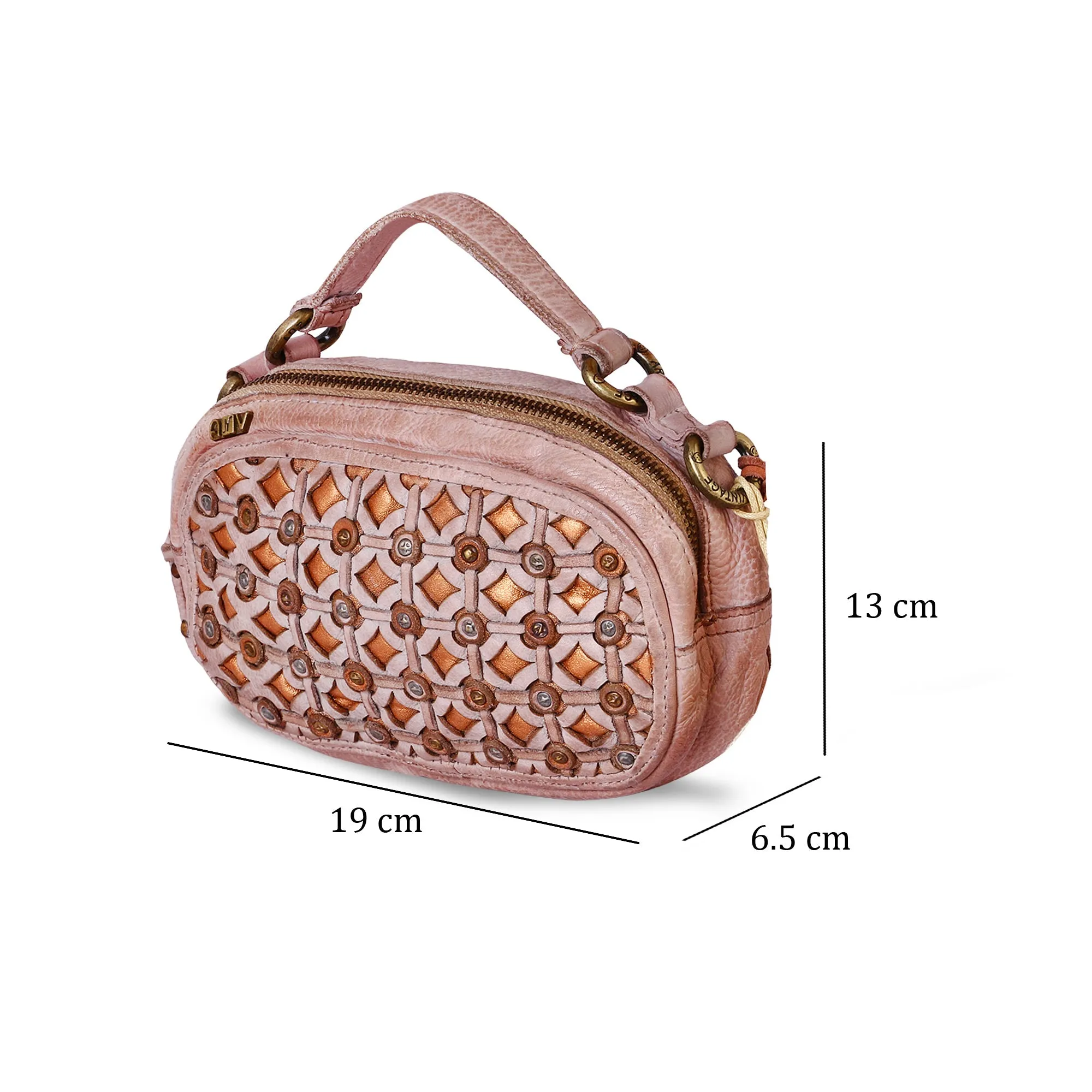 Pearl: Leather Studded Belt Bag And Crossbody