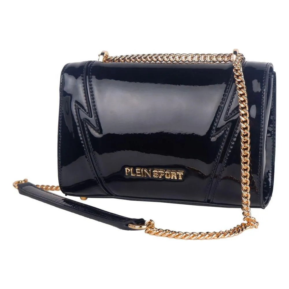 Plein Sport Chic Patent Effect Chain Shoulder Bag