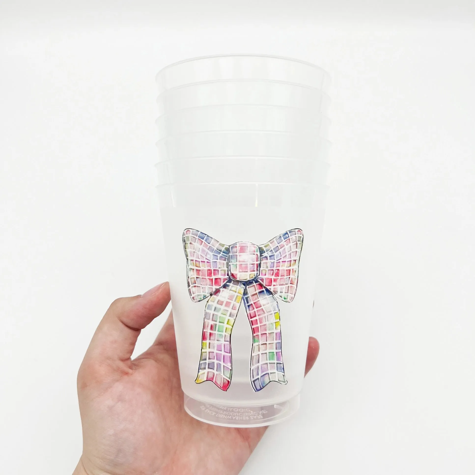 Rainbow Disco Bow Shatterproof Cups