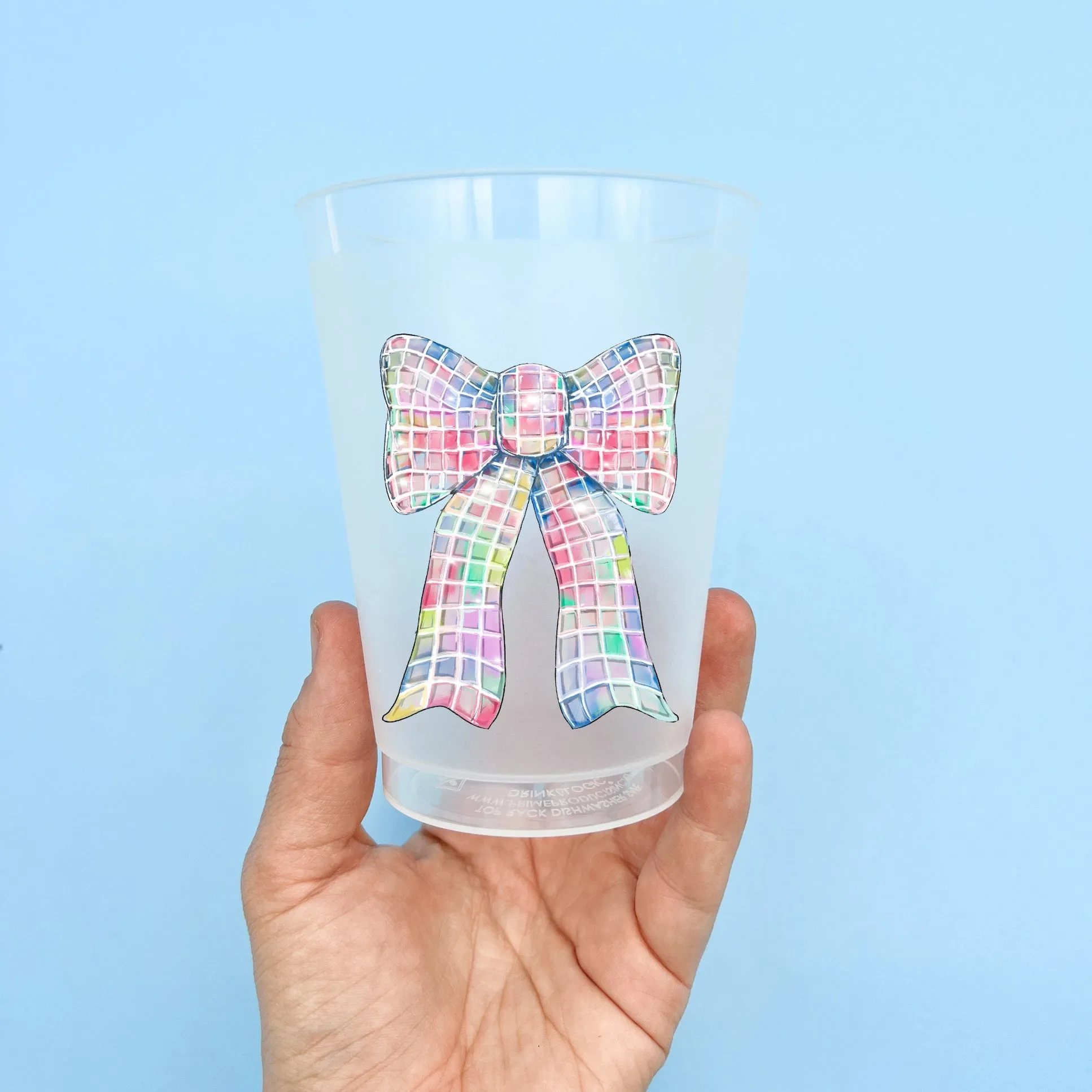 Rainbow Disco Bow Shatterproof Cups