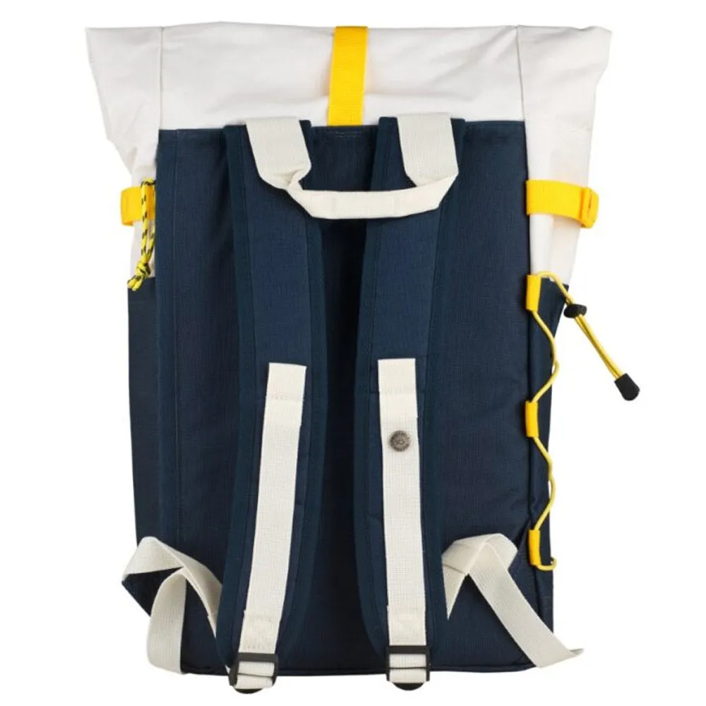 Recycled Roll-top Backpack Navy and Ivory